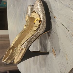 Oscar de la Renta -Vero Cuoio Python sling back heels